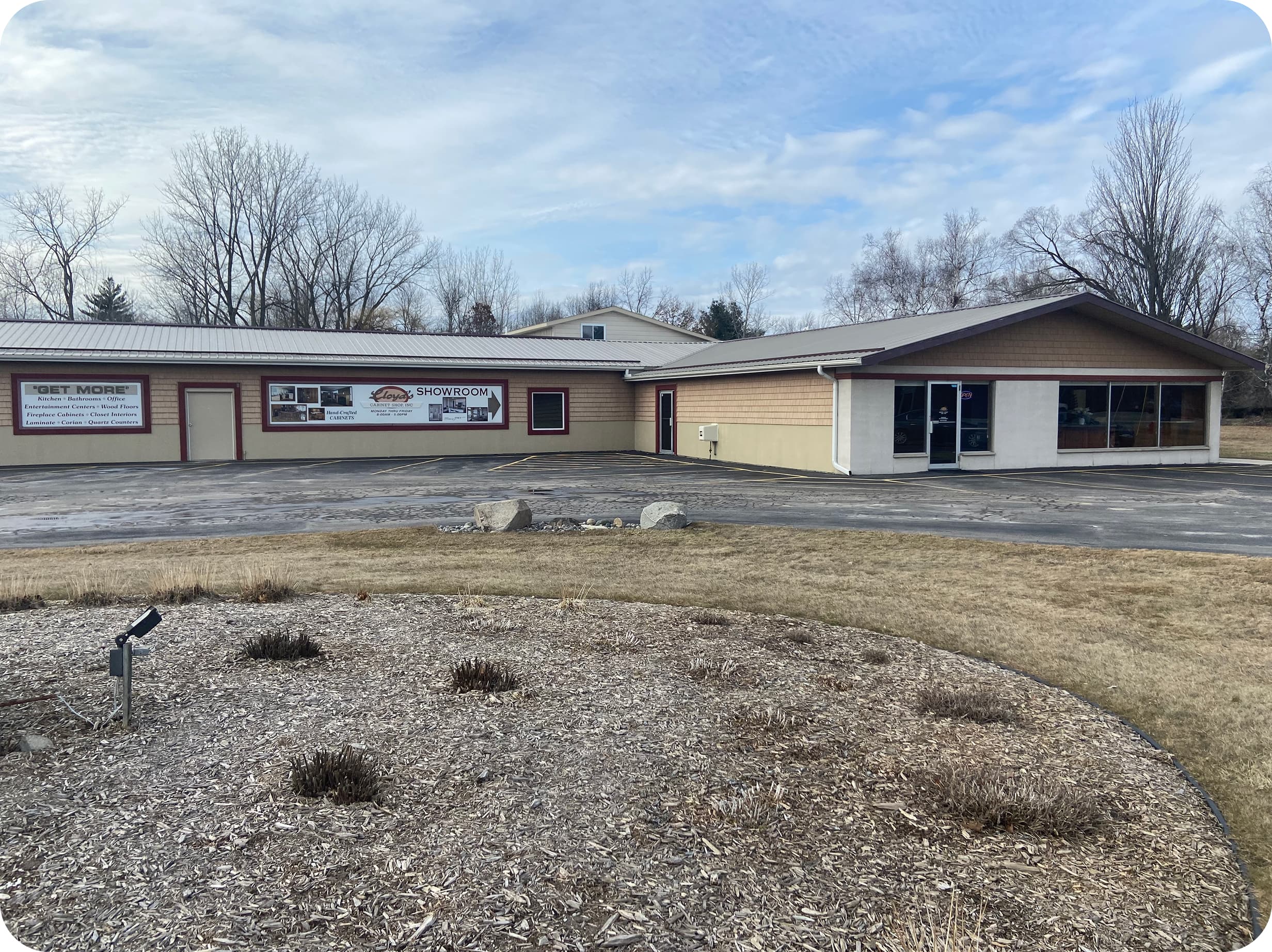 Visit us section image showcasing the interior of Lloyd's Cabinet Shop showroom